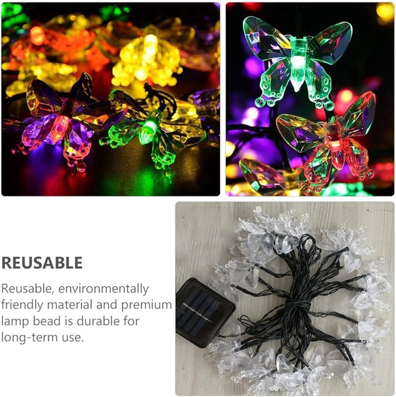 Solar Butterfly LED String Lights 7M 50 Bulbs 8 Modes Outdoor Garden Patio Yard Decoration - Image 3